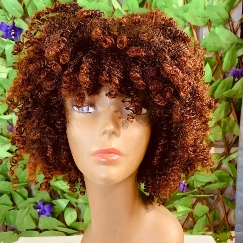 Short Curly Synthetic Wig Black Brown Burgundy Basic Cap NWOT